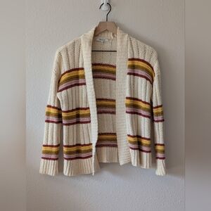 Madewell Cream Cardigan with Red and Yellow Stripes XS